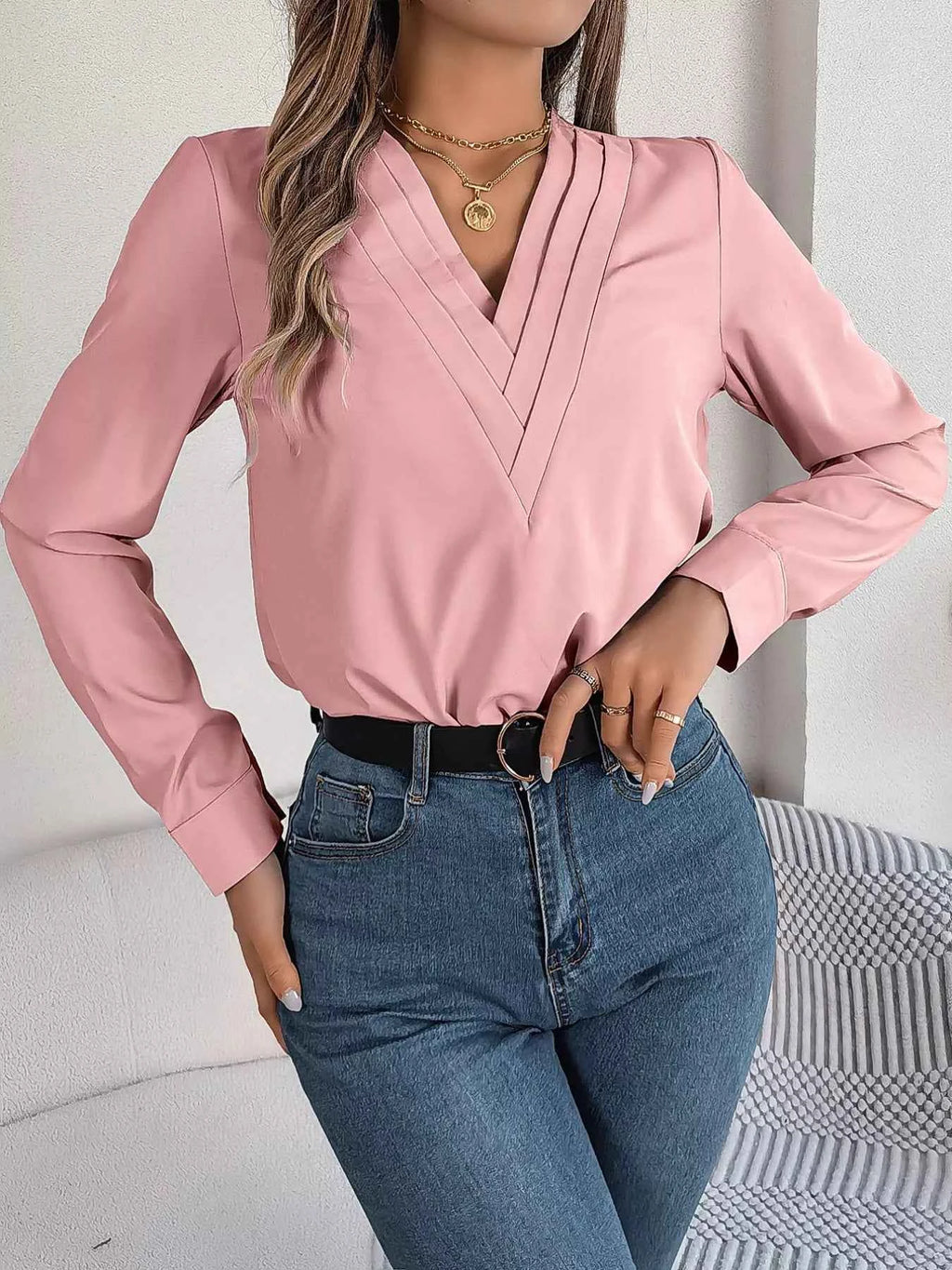 Layered V-Neck Long Sleeve Blouse a65ee6c1-2d56-49a5-8a8d-b8a14e01872e-Max-Origin