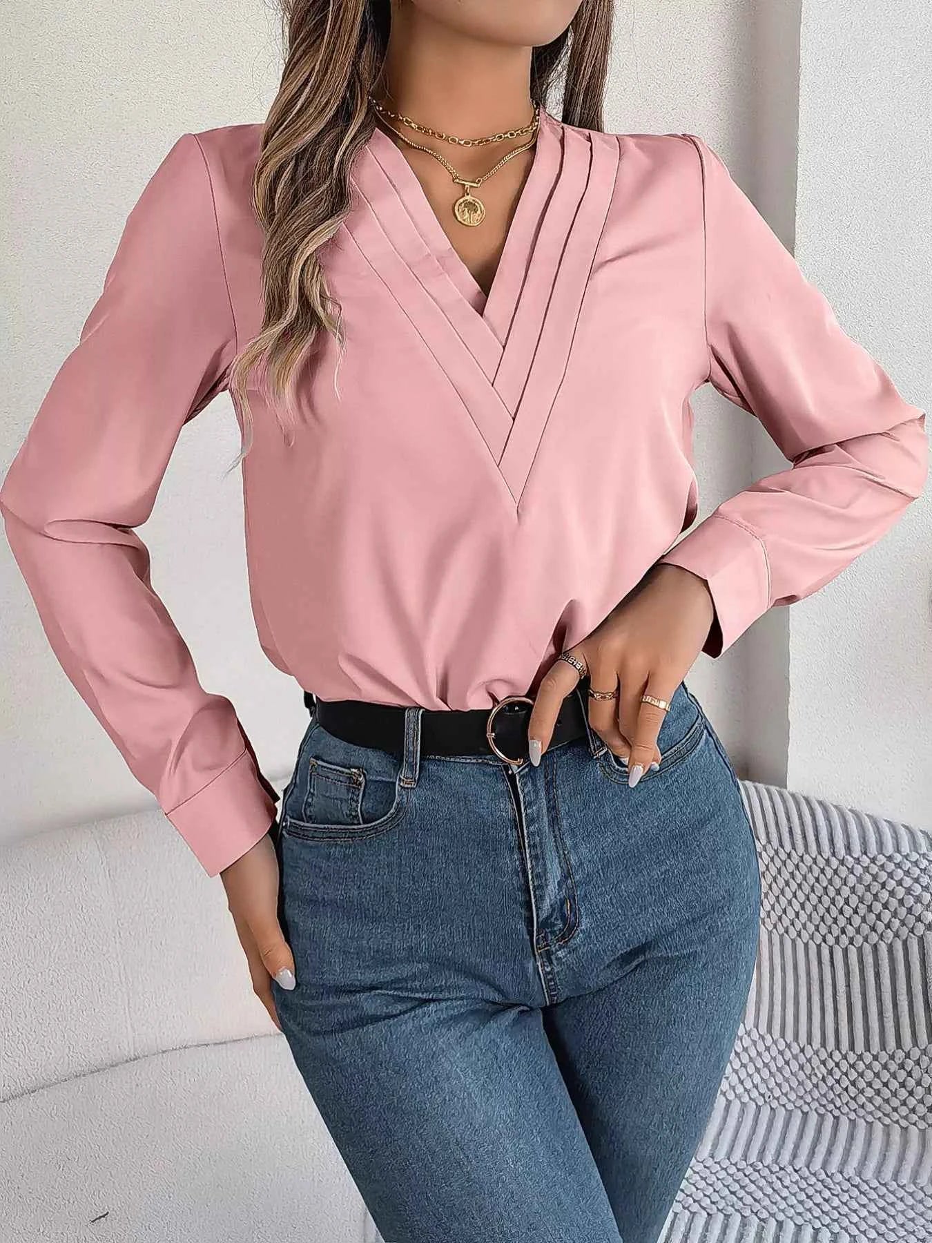 Layered V-Neck Long Sleeve Blouse a65ee6c1-2d56-49a5-8a8d-b8a14e01872e-Max-Origin