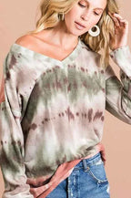 BiBi Brushed Tie Dye Looking Print V Neck Top a65f0d785cc74be78f00abaa7e234168-Max-Origin