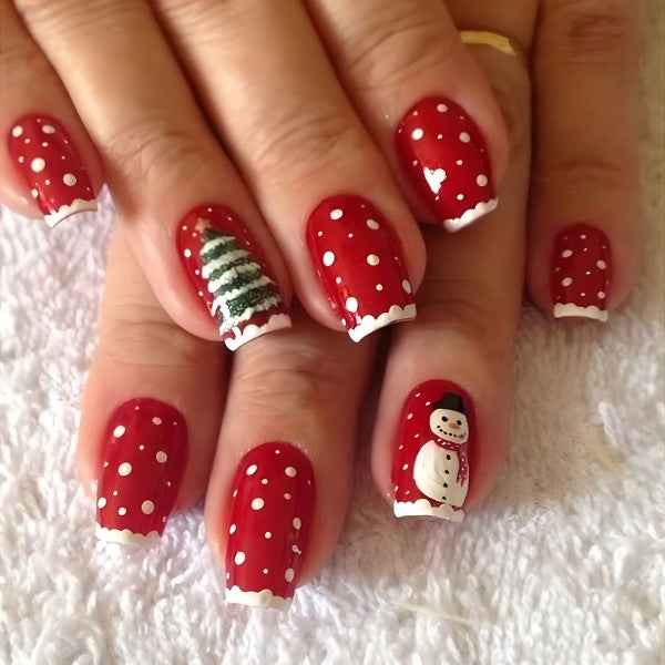 Christmas Press on Nails Medium Red French Red One size a65fd951-9f8a-432b-b889-366f0c932a9b