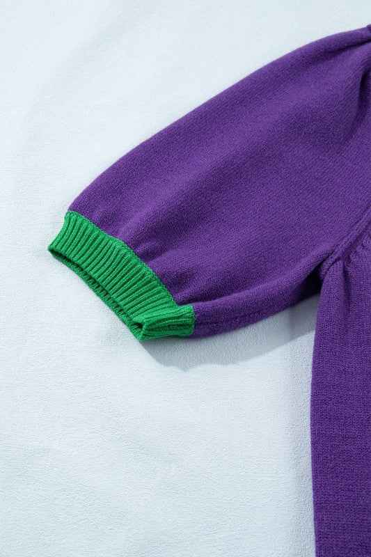 Mardi Gras Tinsel Embroidered Short Sleeve Sweater a668f9cb-6481-4313-a429-684f6f5bc7ca