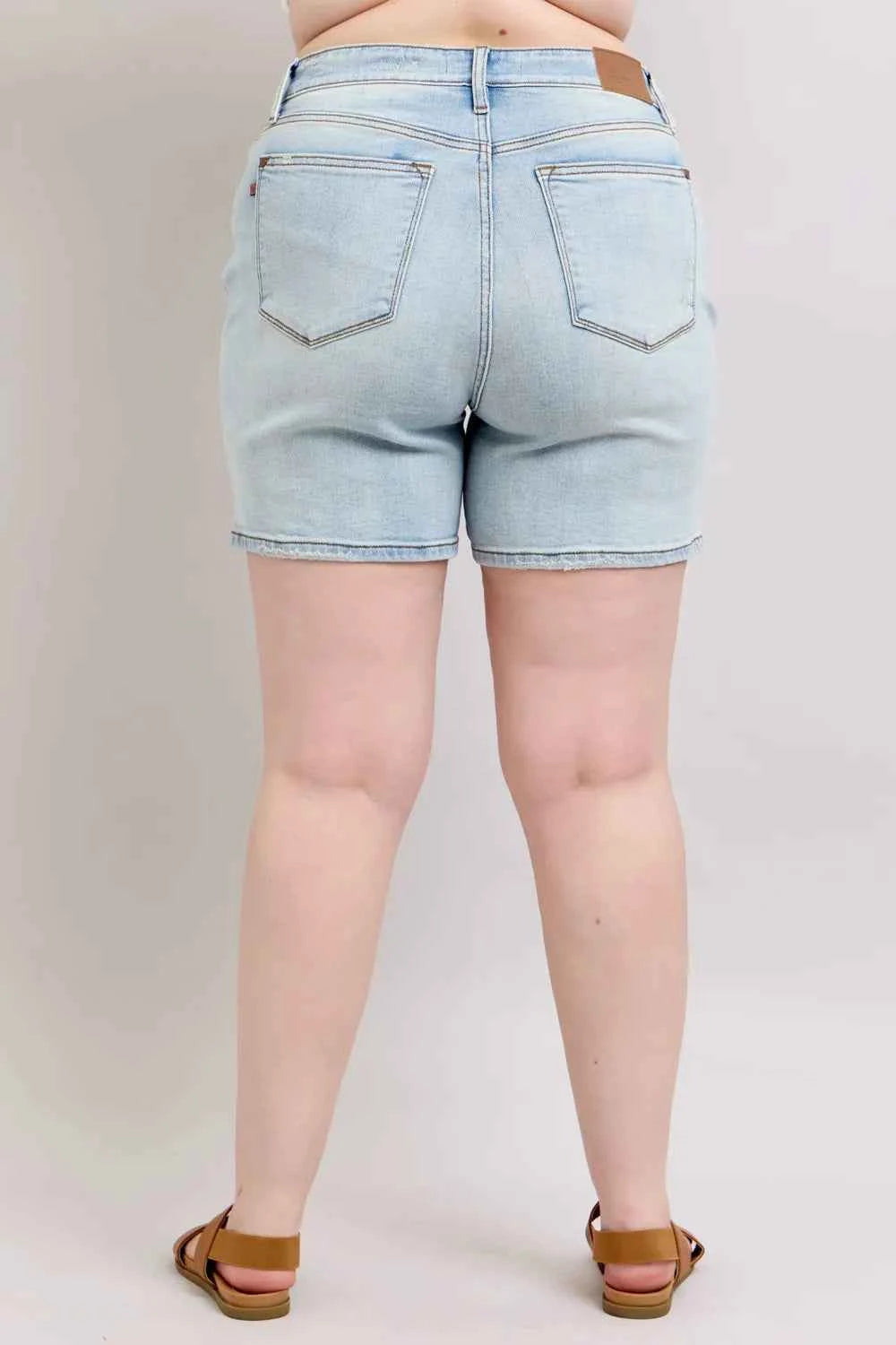 Full Size 2 Button Denim Shorts with Pockets Plus Size a66ad9e5-549f-4d6c-8d6d-9c4054783767-Max