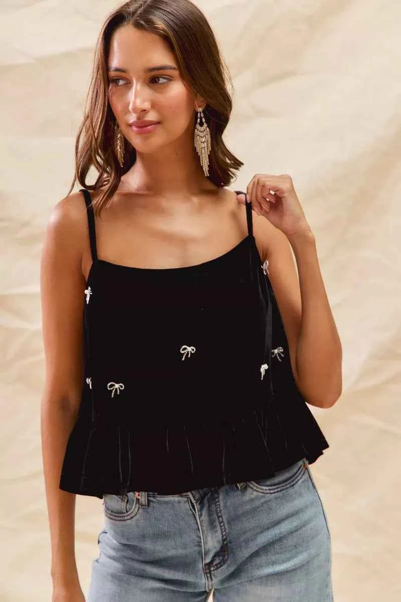 SO ME Holiday Velvet Ribbon Rhinestone Christmas Top a66c406855c841fd9c2370086e58b8b4-Max-Origin