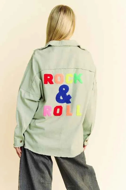 Davi & Dani Multi Color Rock & Roll Fringed Hem Loose Fit Shacket Light Sage a673f670ad174680aff6a589f3817fc3-Max-Origin