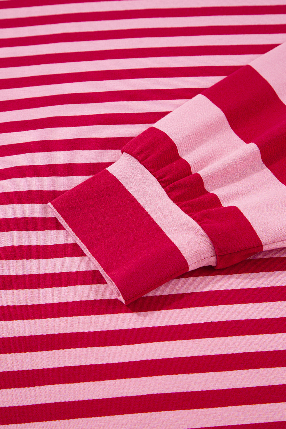 Strawberry Pink Striped V Neck Drop Sleeve Top a684a844408fa44d