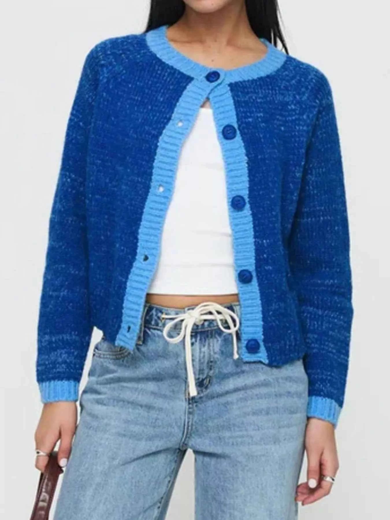 Contrast Trim Button-Up Cardigan a689db29-1da4-422b-865c-bbf66e5db83f-Max-Origin