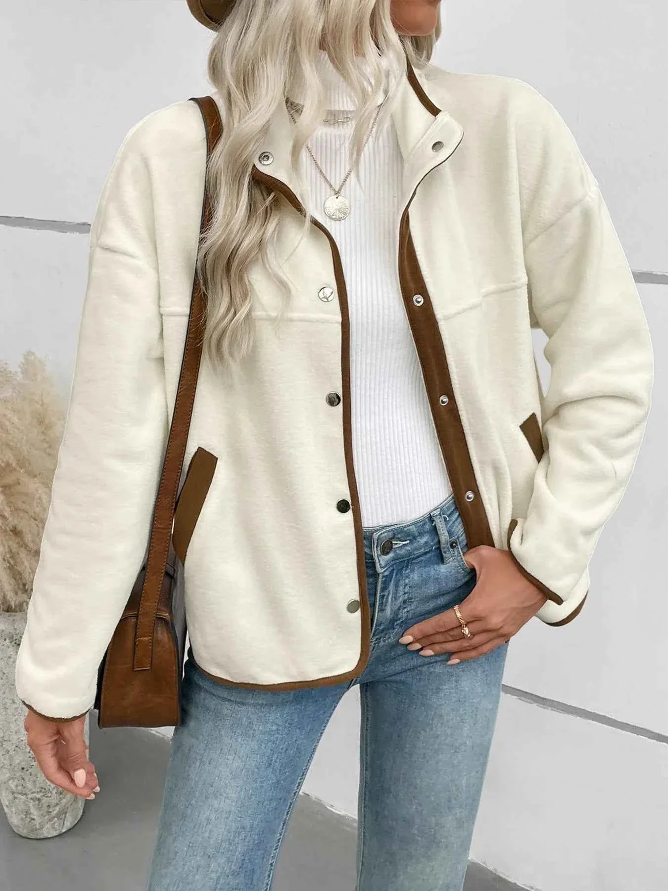 Snap Down Long Sleeve Jacket Apricot a68e108cd9914fab9054639f6dcdb357-Max-Origin