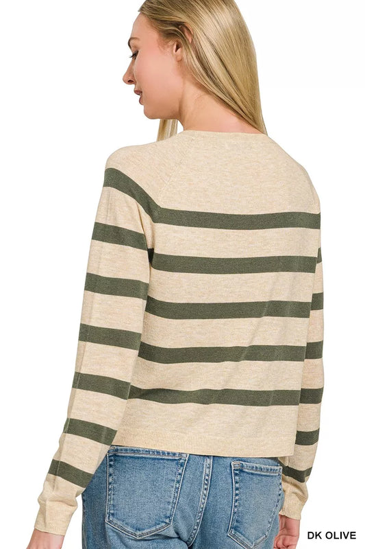 Lightweight Wool Blend Striped Round Neck Sweater a69727f9-b119-4756-9d02-f7bf5f16fd91-Max-Origin