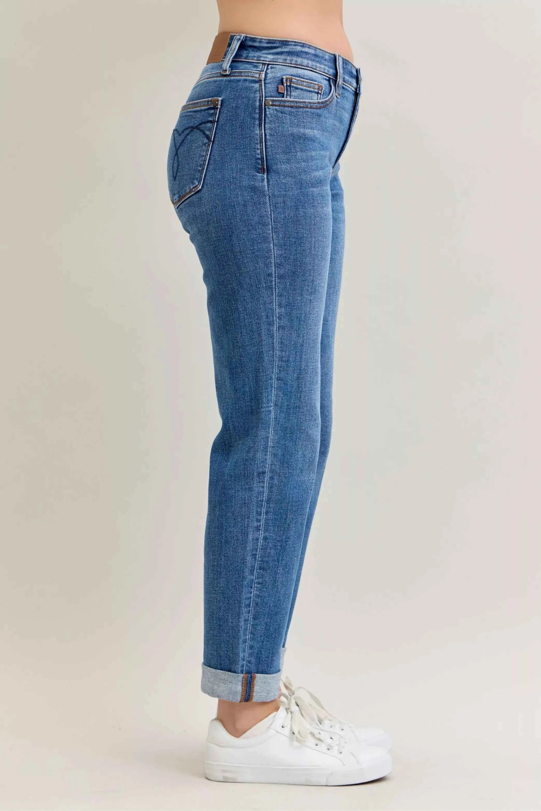 Judy Blue Full Size Mid Rise BF Classic Cuffed Jeans Plus Size a697f2ad144046f0a32d482cefc192fd-Max-Origin