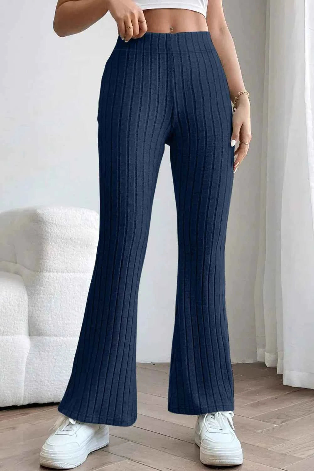 Basic Bae Full Size Ribbed High Waist Flare Pants a6984ee4-aa3c-4390-b4d2-91ed764cdd3d-Max