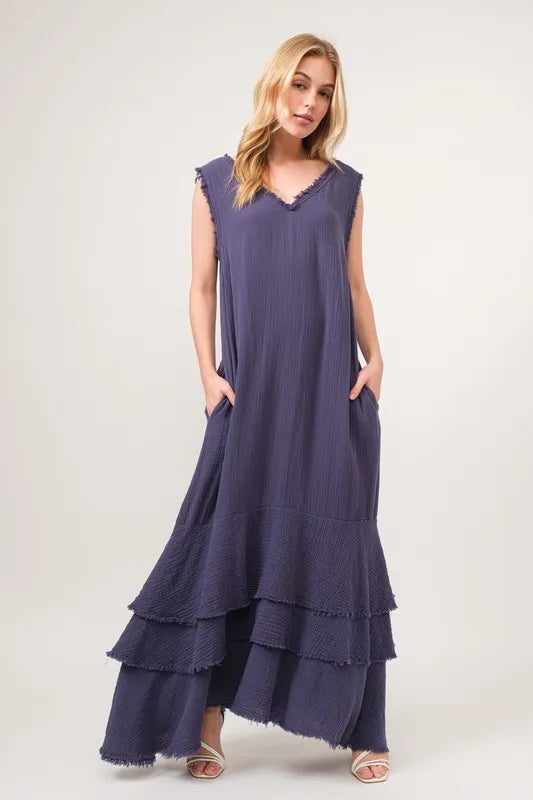 And The Why Washed Cotton Gauze Fringe Detail Tiered Dress Navy a6a4b9a27e9a4f379a2397304700b9f0-Max-Origin