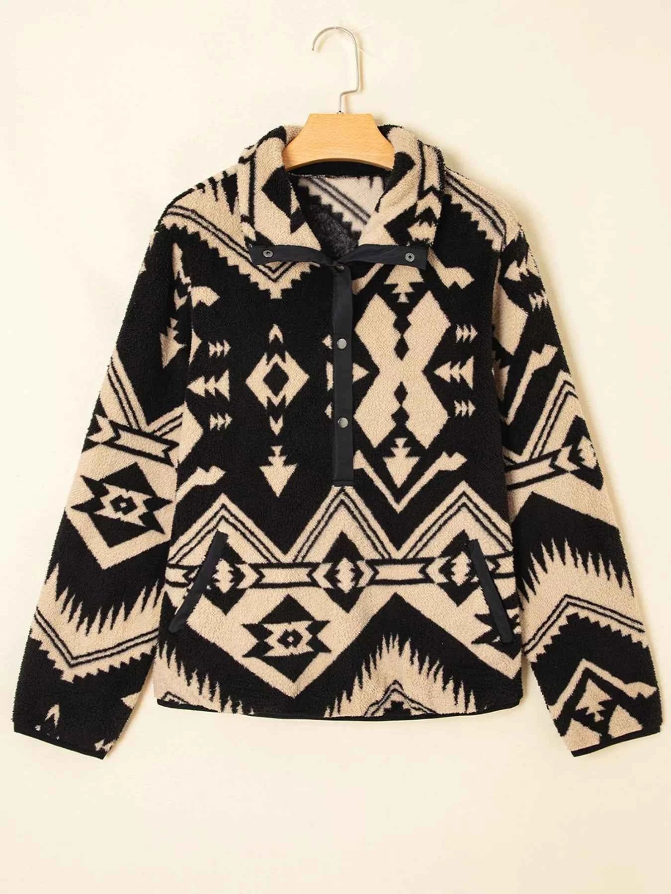 Western Aztec Half Zip Plush Sweatshirt a6a994d0e6b94879a2f46f8c67d5d700-Max-Origin