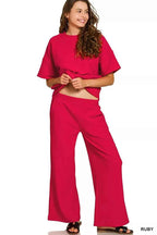 Zenana Ribbed Round Neck Tee & Pants Set a6b8fc112817443094ce90f425859610-Max-Origin