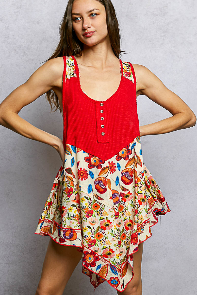 POL Round Neck Ribbed Tank with Woven Print Patch RUBY a6be447c-30cd-420c-a3da-ba33977885fe-Max