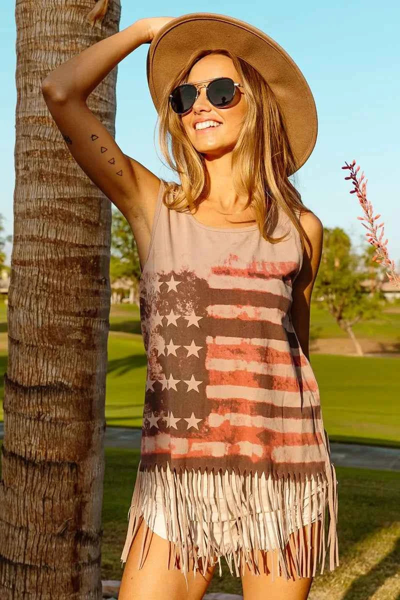 American Flag Print Knit Sleeveless Top a6c11f5f540f4d34ad4b2d2403b7e38a-Max-Origin