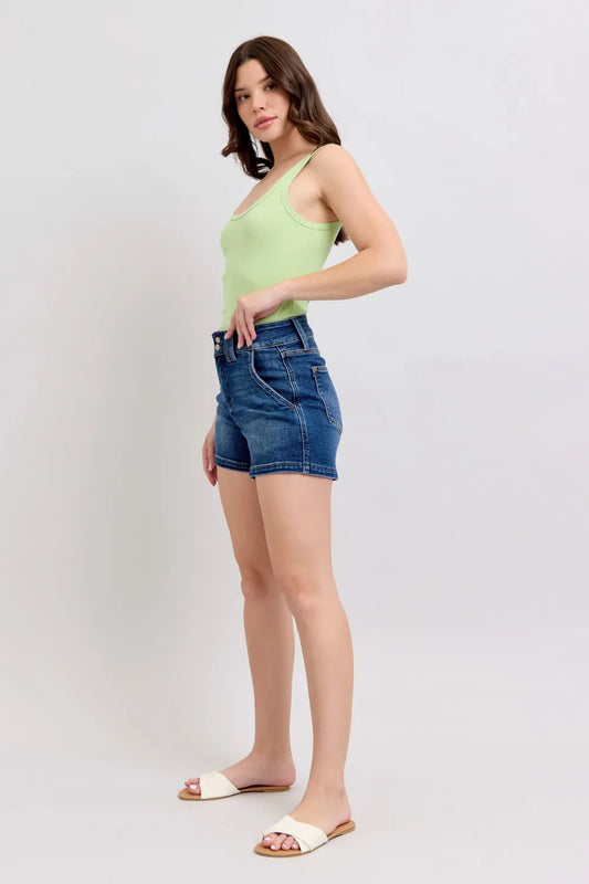 Full Size Double Button Waistband Denim Shorts Plus Size a6c68107-c1c1-4099-a5de-3d09fbd0ef8e-Max