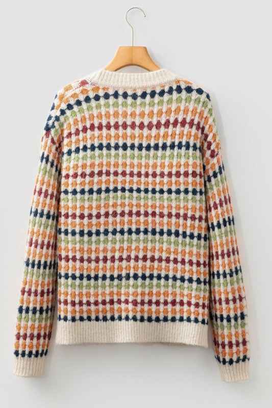 Seraxie Pattern Knit Front Sweater a6cdc5e8-a8d4-47c6-9964-8c05589d5bad