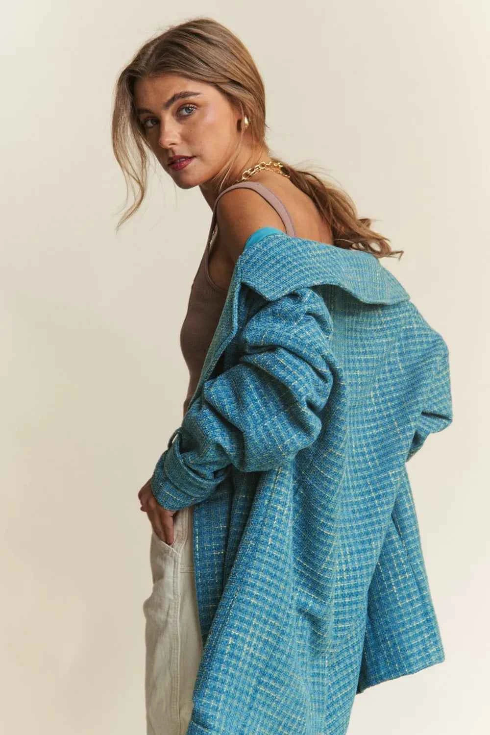 J.NNA Tweed Double-Breasted Long Sleeve Coat a6cde46e-126c-4ea3-9c2c-b9d4cc450bdc-Max