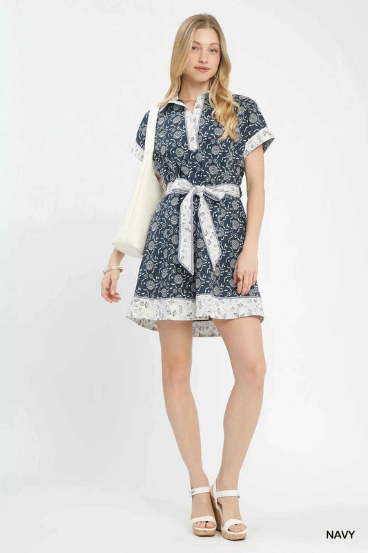 Border Print Belted Shirt Dress a6ed150e-e3a1-43c2-8a36-598ace5b1acf-Max-Origin