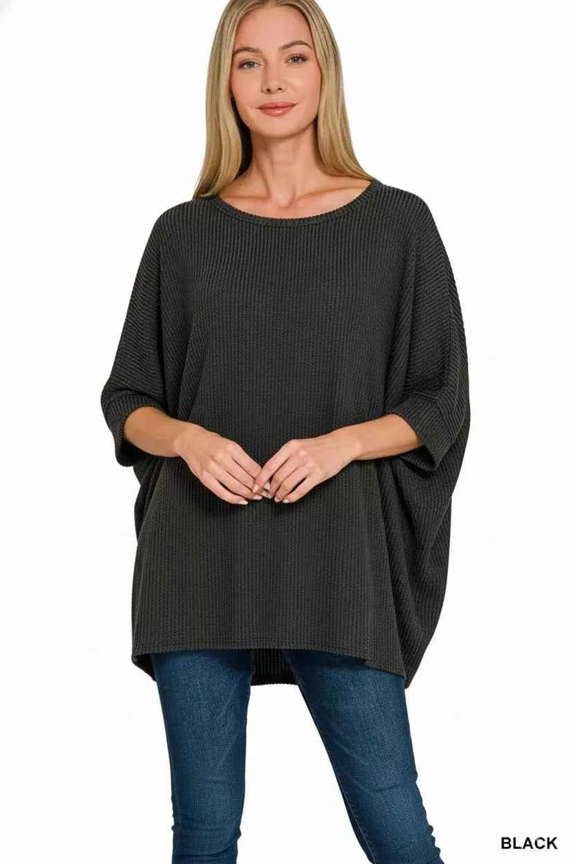 Zenana Raised Rib Bat Sleeve Top a6f2f79f-a78f-423b-95f9-6fd84d7554d1-Max-Origin