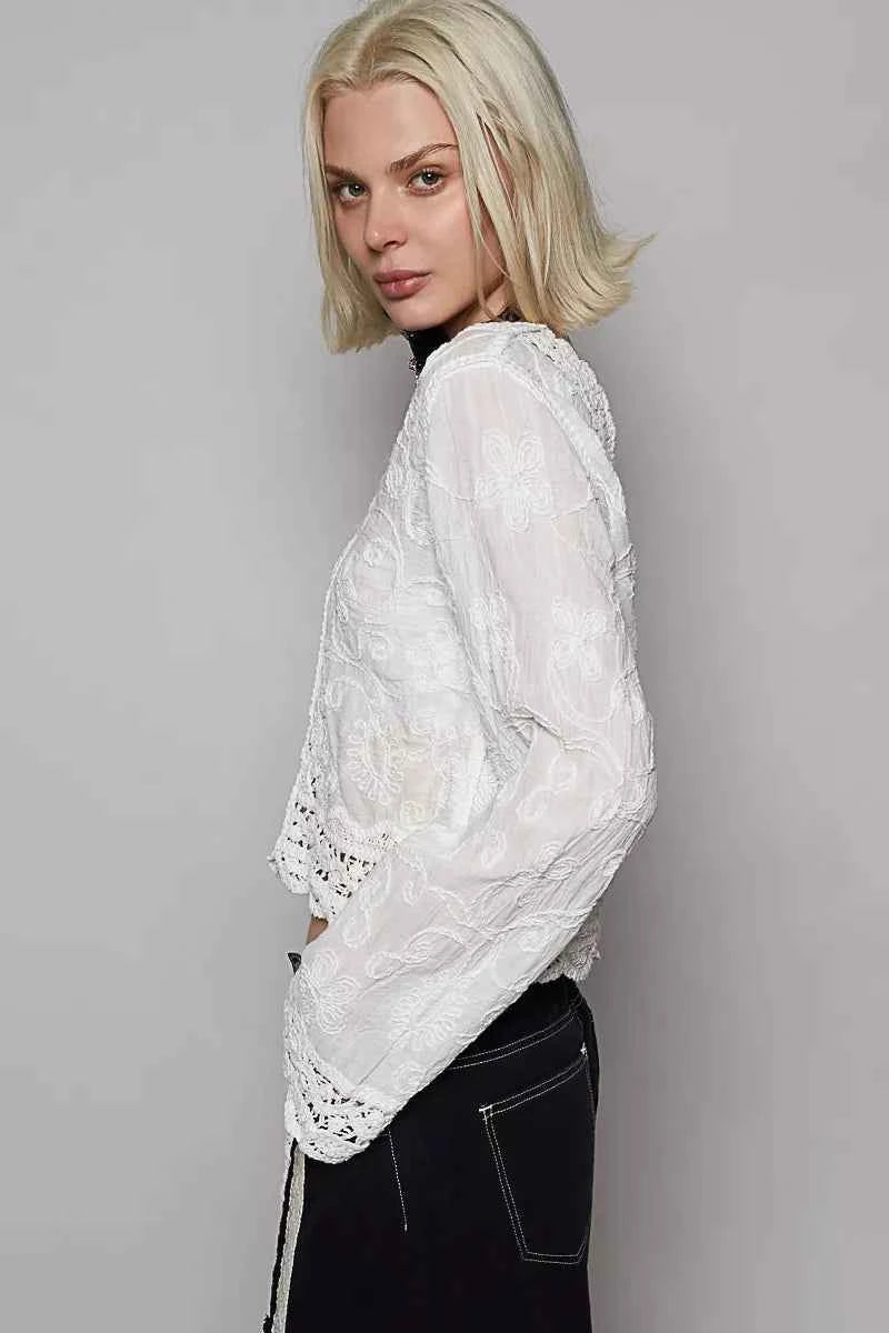 Long Sleeve Cropped Crochet Top with Floral Embroidery Detail a6fb7832-ade4-4438-ae9c-2589222d19a6-Max-Origin