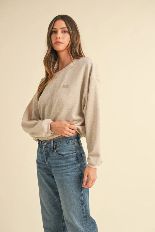 Round Neck Letter Embroidery Crop Sweatshirt a7031f7e-8b43-4186-985d-8958d9d19ab7-Max