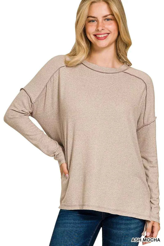 Zenana Full Size Melange Hacci Exposed Seam Hi-low Tee Plus Size ASH MOCHA a70f11d958ea484c8796beb386bb9e06-Max-Origin