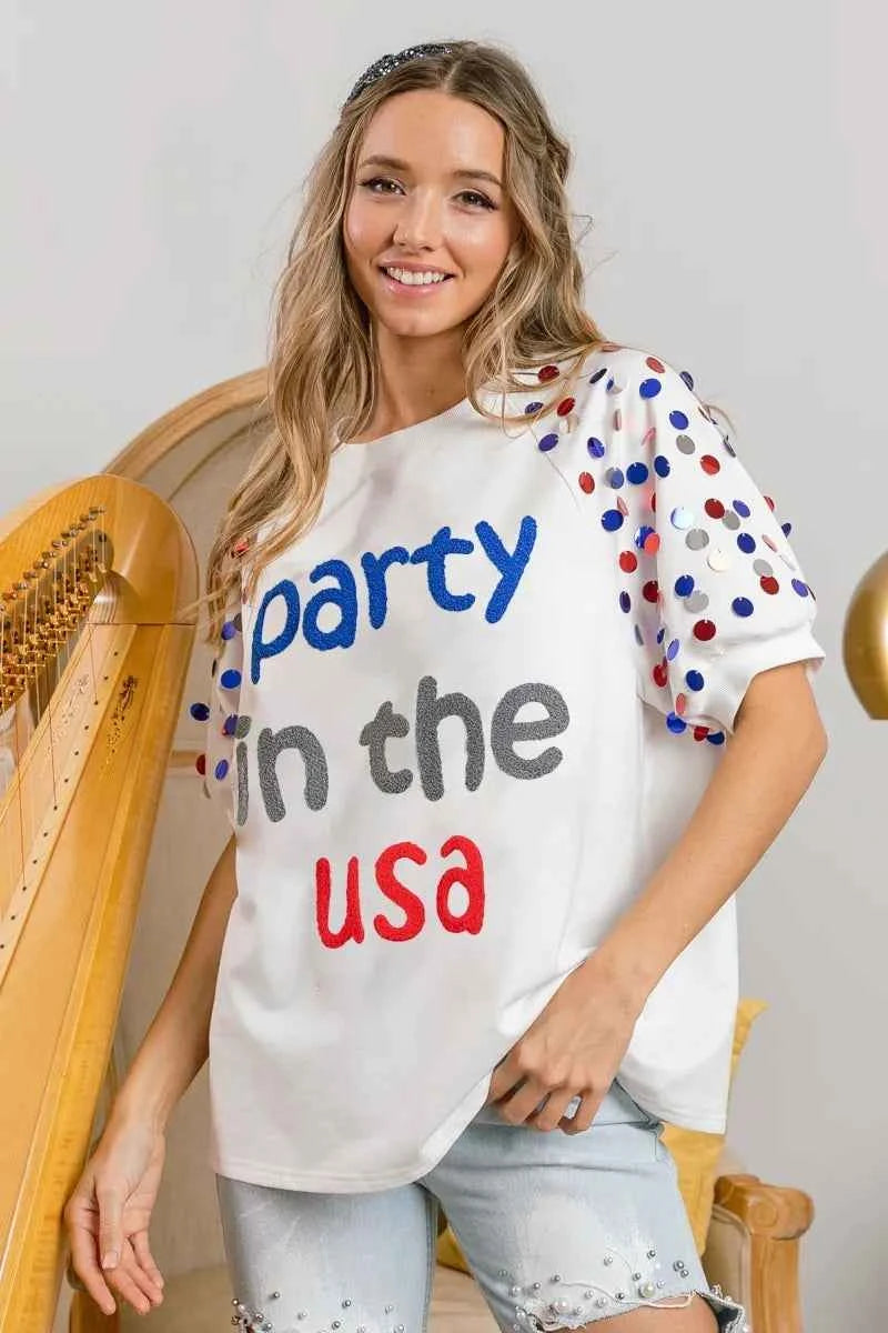 BiBi Party In The Usa Spangle Puff Sleeves Top a74d5f74d0034efb8c7ec1ed8bc1e2fd-Max-Origin