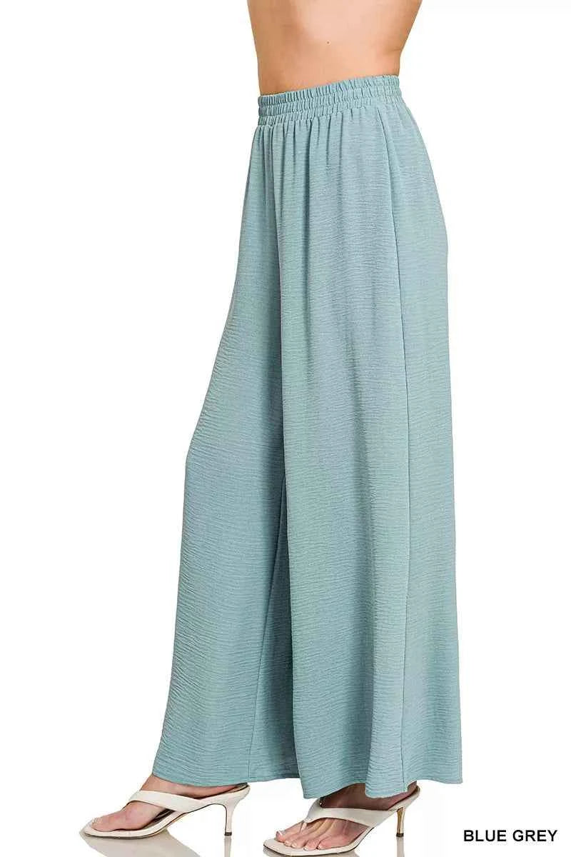 Zenana Woven Airflow Elastic Waistband Pants a74d6901196a4f729820f812096bd254-Max-Origin