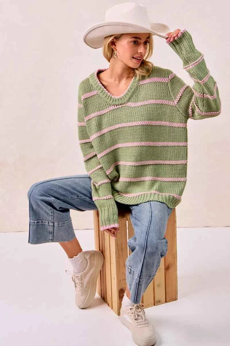 BiBi Striped Long Sleeve Sweater a74ec7acc87741c19974c65f28b72b36-Max-Origin