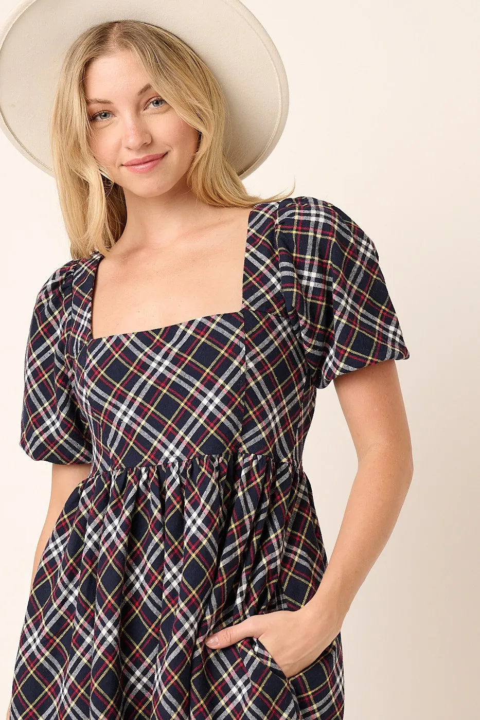Mittoshop Checkered Print Puff Sleeve Babydoll Mini Dress a74f11b7fee04103a93e65b6734d046c-Max-Origin