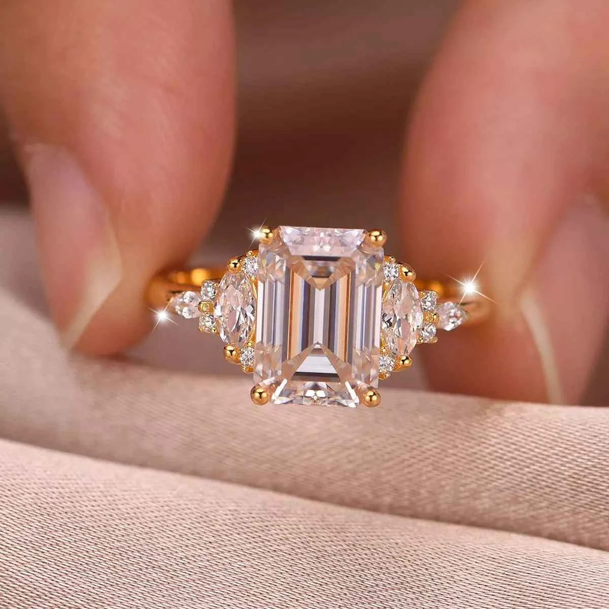 3 Carat Moissanite 925 Sterling Silver Rectangle Ring Gold a763ab66-3f69-40c0-9218-7a8038750b0c-Max-Origin