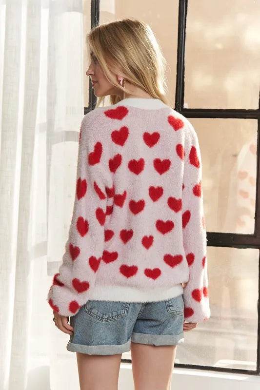 ADORA Fuzzy Heart Button Down Cardigan a775a9f6-425a-4887-8ce9-0769edafcd57-Max
