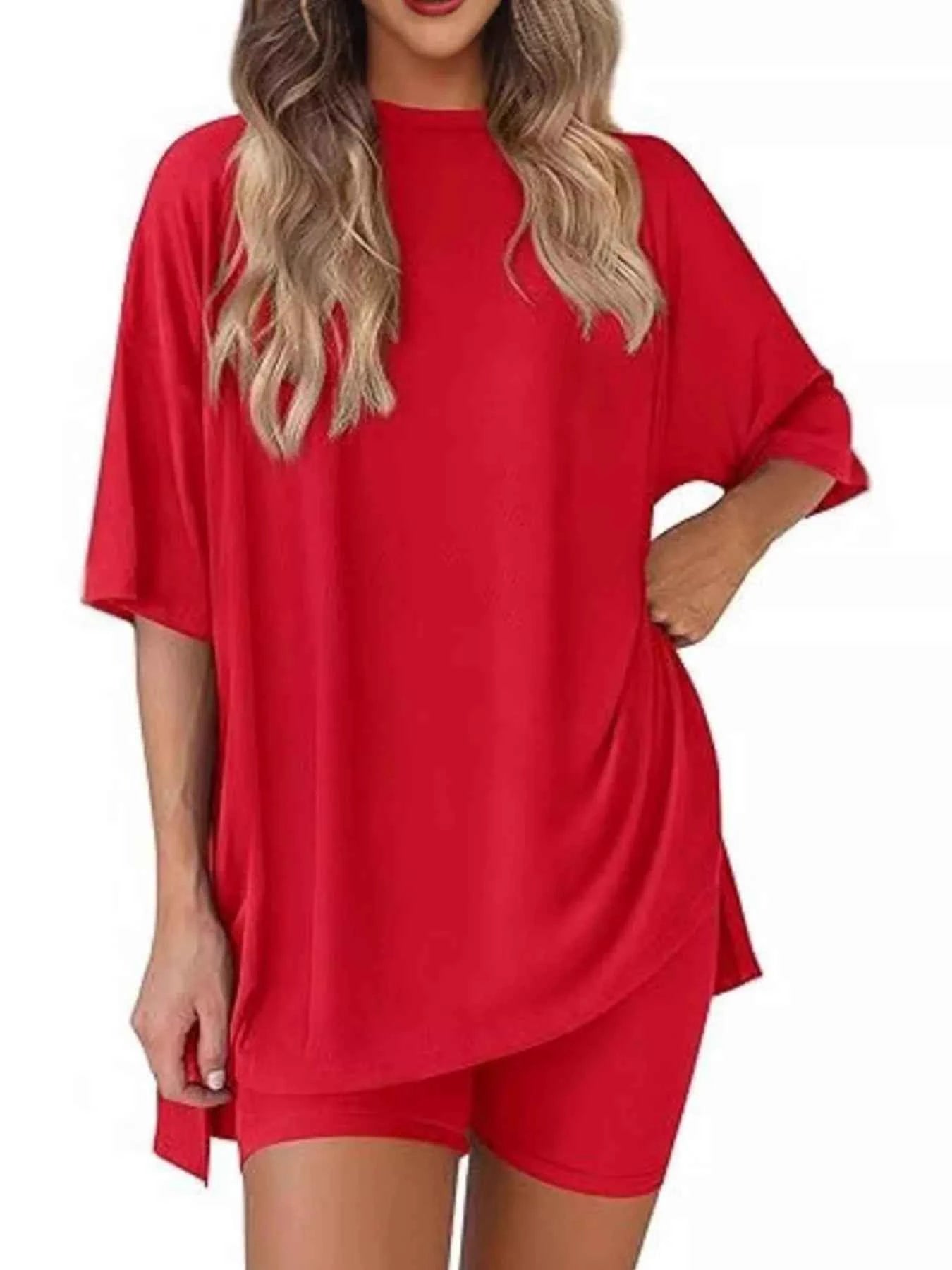 Full Size Half Sleeve T-Shirt and Shorts Set Plus Size Big Red a77714f3-2011-474e-a8f2-54b34740edae-Max-Origin