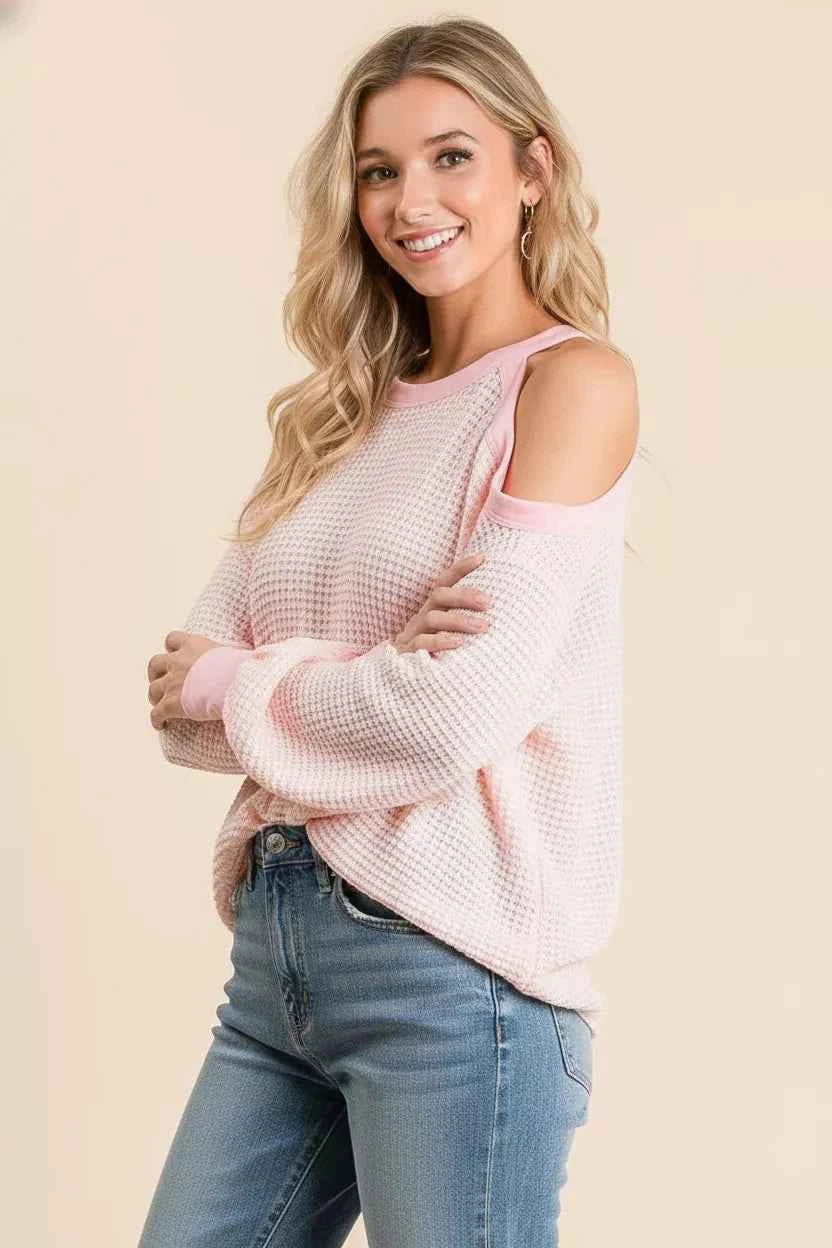 BiBi Popcorn Waffle Top with Cold Shoulder Detail a77b027d-2229-4dee-b5f9-95f8f2dd2a24-Max-Origin