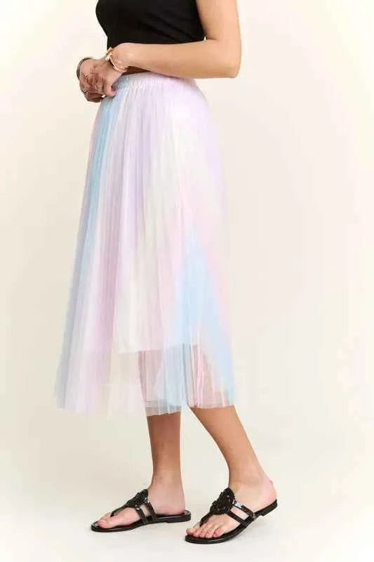 ADORA Unicorn Pleated Mesh Flare Midi Skirt a780b2af-7f86-456a-838f-3b00768f66d6-Max-Origin