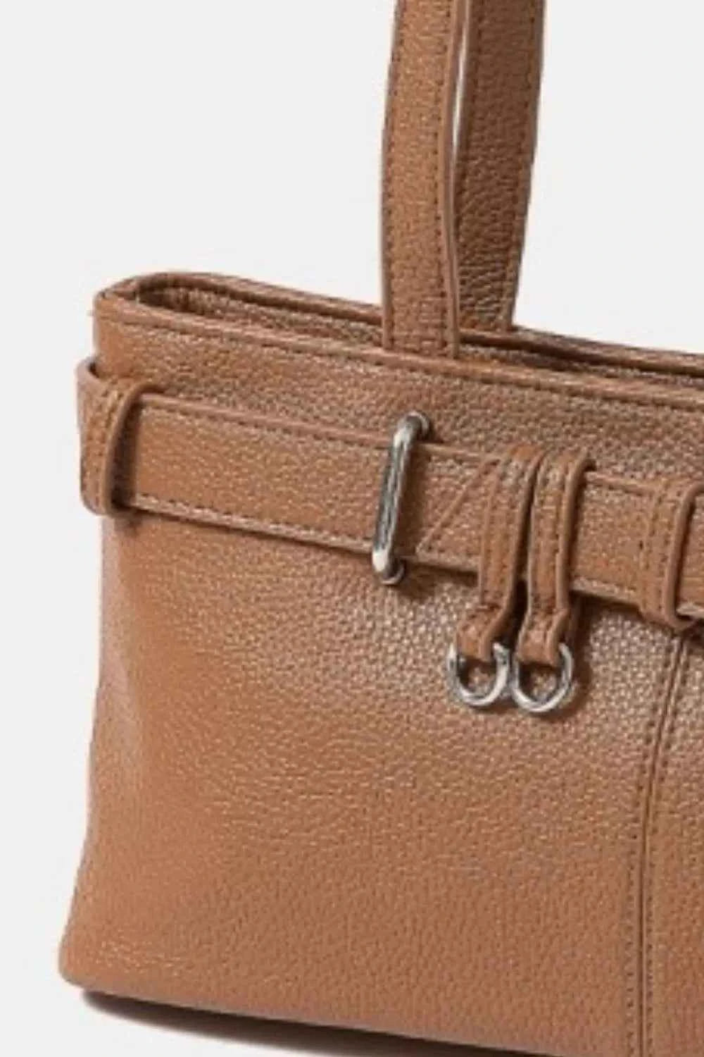 Fame Belt Strap Textured Faux Leather Shoulder Bag a784ad04-3617-465b-84be-6b95fa030278-Max-Origin