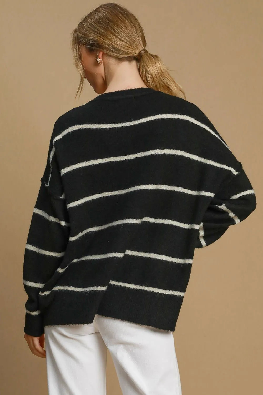 Umgee Wool Blend Striped Round Neck Sweater a78b237f-2c1e-426a-b082-a691106c171a-Max