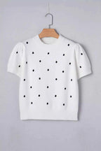 Elegant Polka Dot Bubble Short Sleeve Sweater a7966580-20ae-4371-b78c-8776f2a05683-Max-Origin