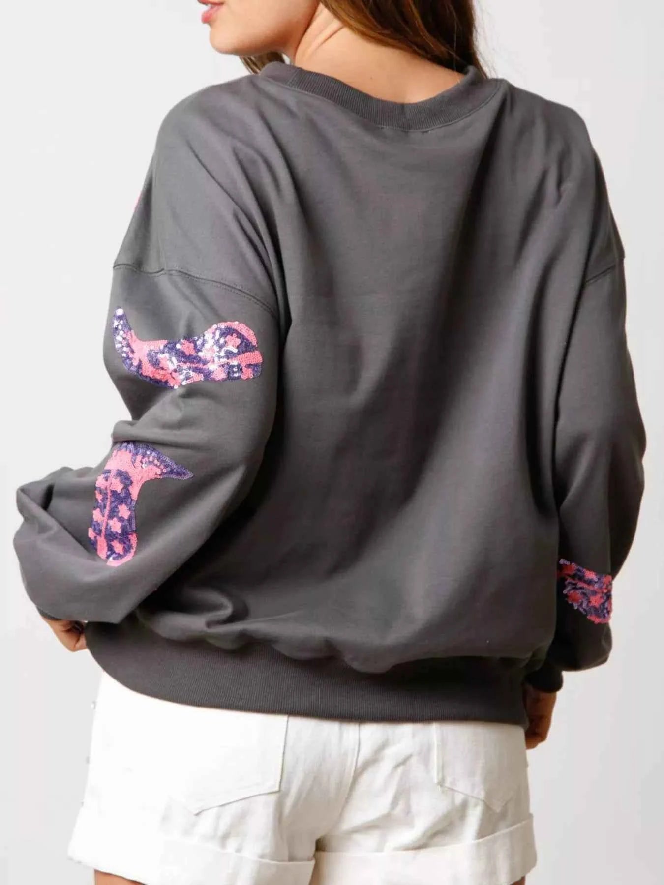 Sequin Boot Crewneck Sweatshirt a7986cac-d0c7-4f40-a003-ff606c40f618-Max-Origin