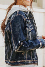 Fake Two-Piece Hooded Zip-Up Denim Jacket a79c9740-a464-452f-8cba-9649ebe3a068-Max