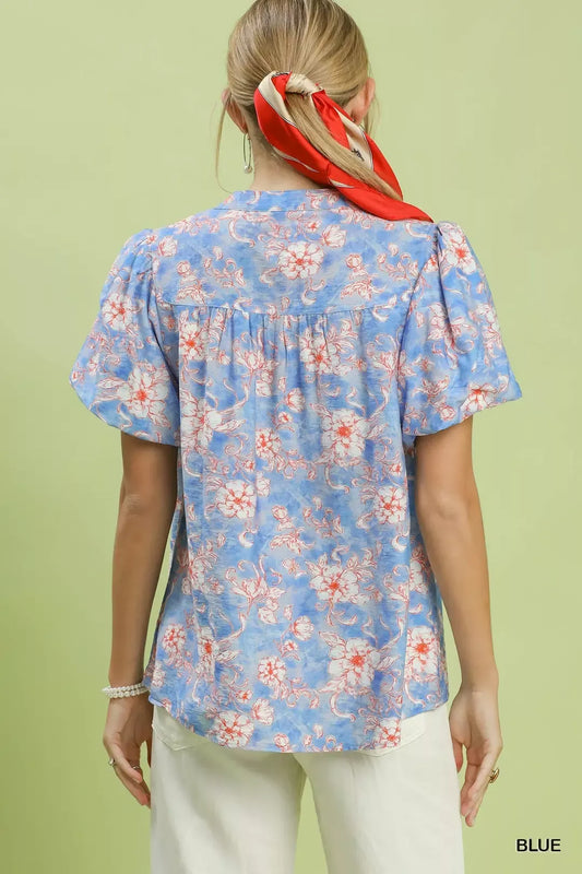 Floral Button-Front Short Sleeve Shirt a7a04006-435a-4362-8ad1-0d1d8c832686-Max-Origin