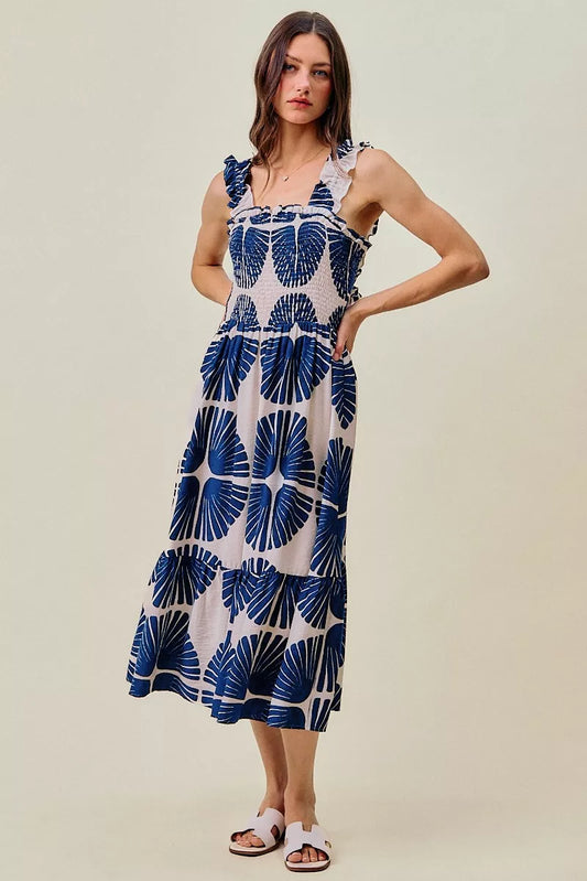 Abstract Print Smocked Bodice Tiered Lined Midi Dress a7a08207-7152-4c0f-8036-efe7143dcb49-Max-Origin