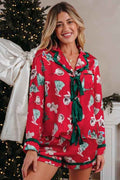 Christmas Bow Ruffle Trim Pajama Set Red a7ac33f9-250c-442d-9c9f-47f3c3261f0d