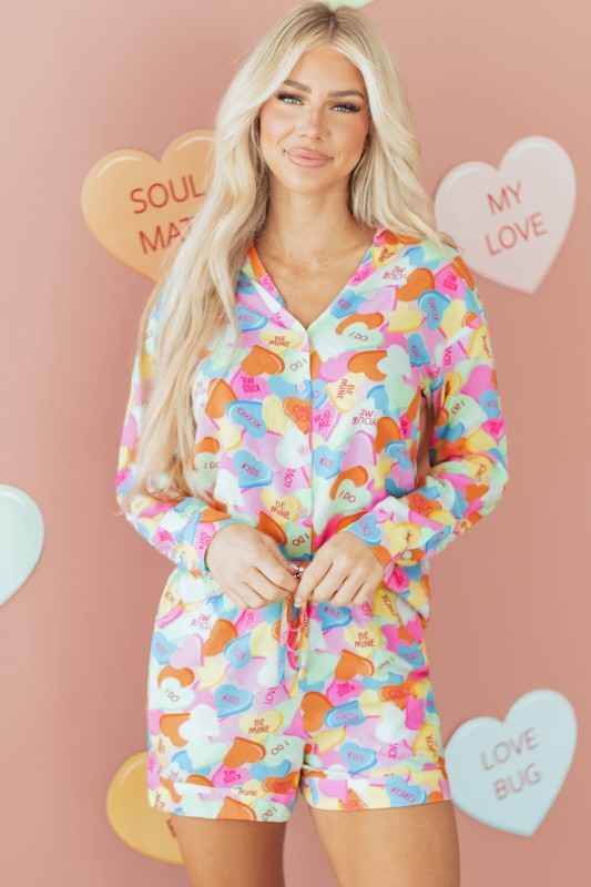 Valentine Heart Candy Shirt and Shorts Pajama Set a7ace393-0ae7-43fd-b797-4f49af331b83
