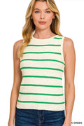 Zenana Round Neck Stripe Knit Tank Top K GREEN a7c0a1d3f7cd44189528c707bc5fab26-Max-Origin