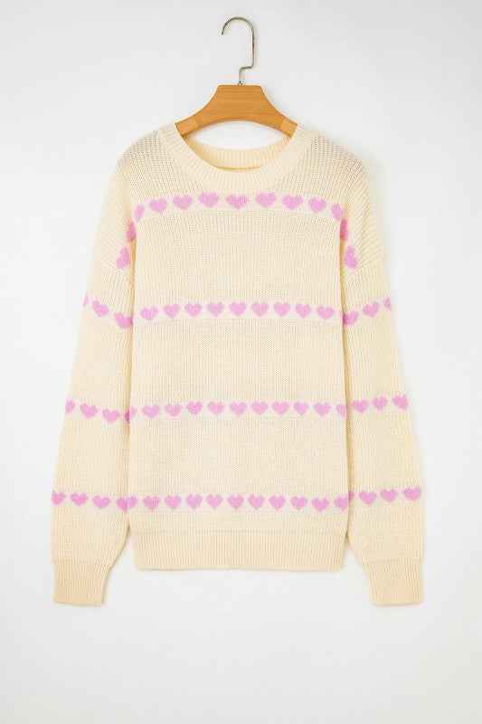 Valentine Heart Ribbed Knit Crewneck Sweater a7c2dc7e-16cd-45d2-83a4-c739bb5866db