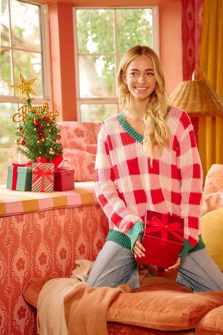 BiBi Christmas Theme Checker Board Sweater a7c58583502d4bc9ba08d381a5b9c7f5-Max-Origin