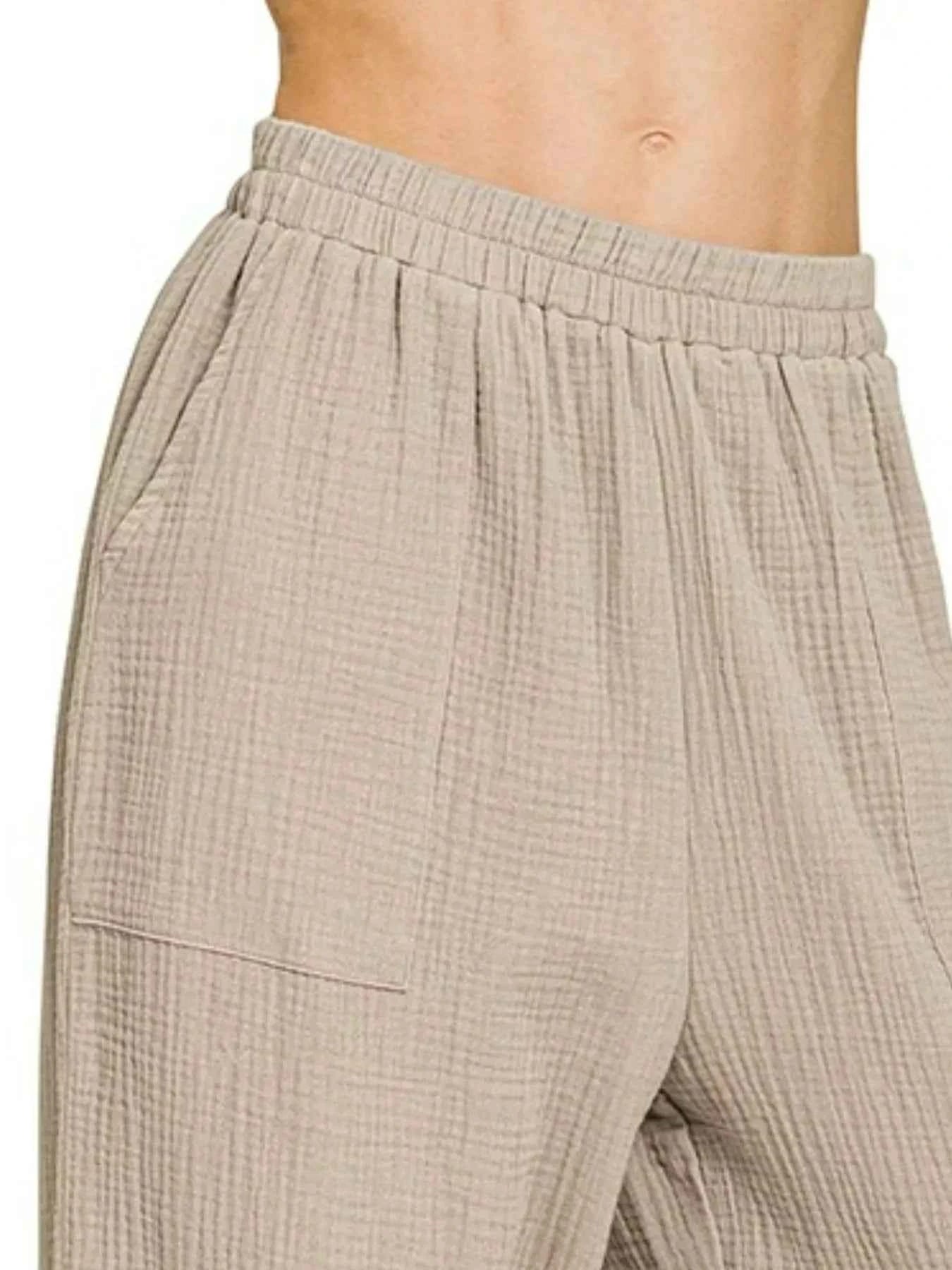 Zenana Double Gauze Elastic Band Pants a7ccae83-7423-4113-91ab-d0fecd1f2377-Max-Origin