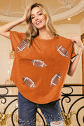 BiBi Football Sequin Embroidery Vintage Washed Top VINTAGE ORANGE a7dc9df147564de78d00236ad9baf318-Max-Origin